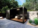 Poolhaus aus Container mit offener Terrasse und abgeschlossenem Technikraum – Bild 2